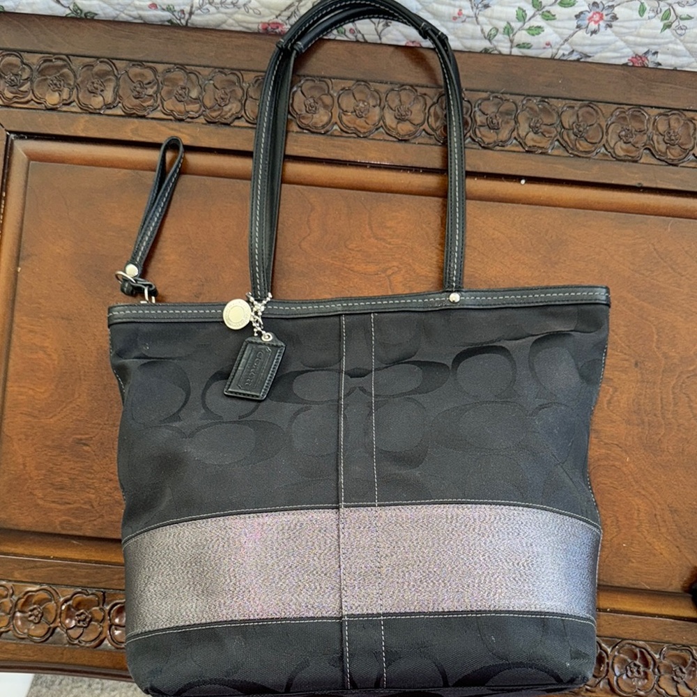Coach Black Zippered Tote